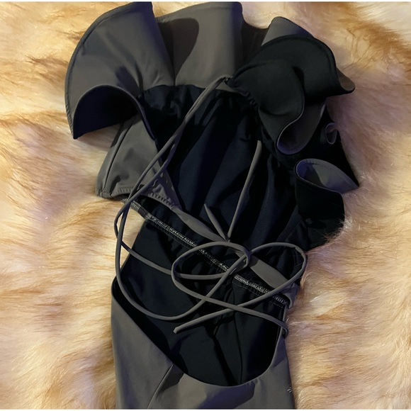 Green Kanomi One Shoulder cutout Swimsuit UV Sun Protection handmade One piece - Picture 7 of 9